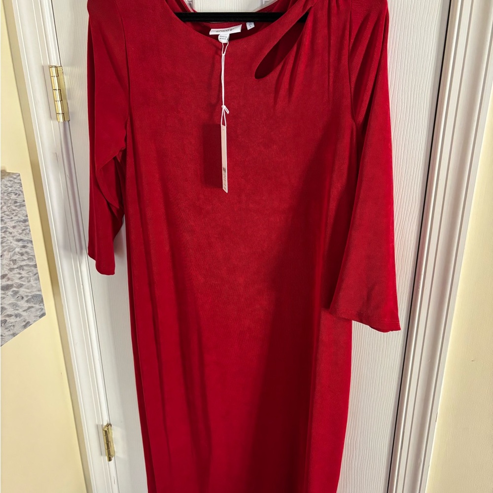 NWT Chico's Vibrant Red Long Sleeve Dress